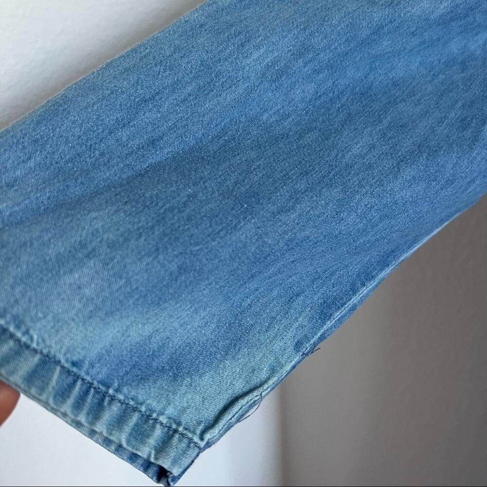 ASOS Denim Chambray V Neck Button Front Dress 3/4 Sleeve US 10 - Picture 3 of 9